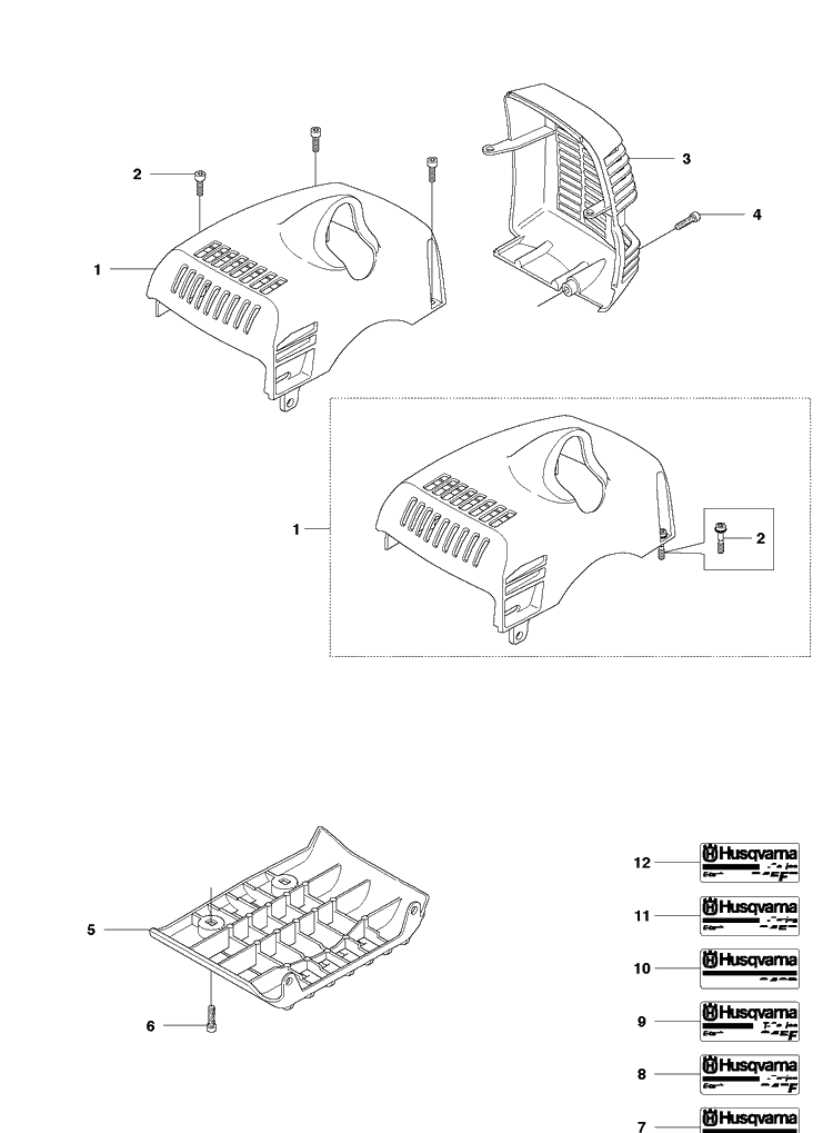 Cover Diagram and Parts List for 345RX 20103600001-20144899999 Husqvarna Brush Cutter