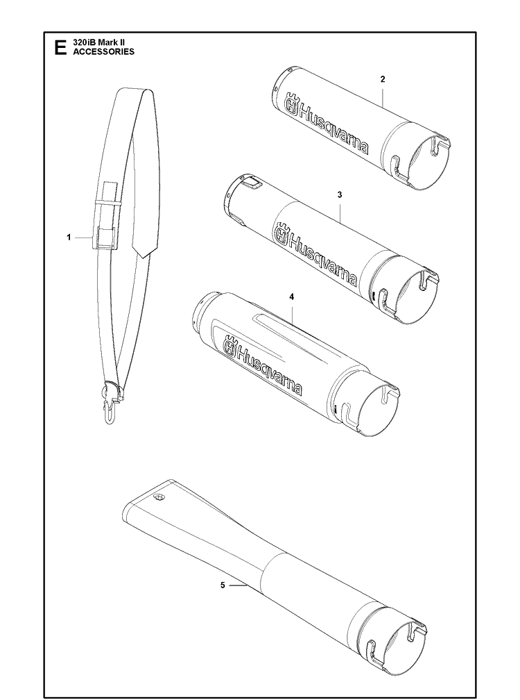 Accessories Diagram and Parts List for 320IB Mark II Husqvarna Leaf Blower / Vacuum