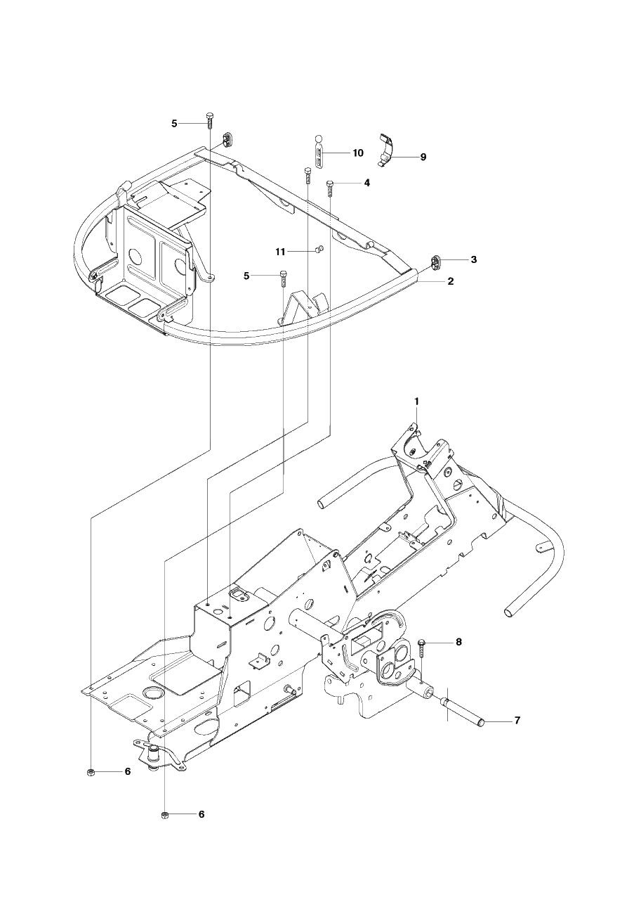 Chassis / Frame Diagram and Parts List for R15T (966414201)(2010-07) Husqvarna Lawn Tractor