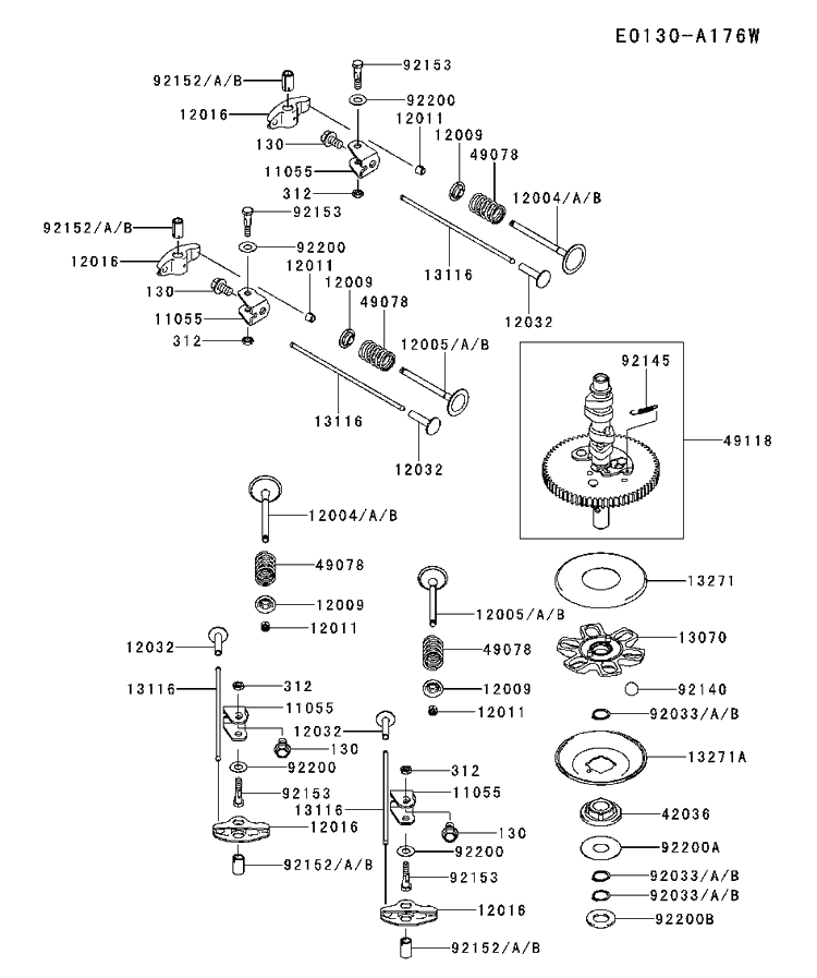 Valve And Camshaft Diagram and Parts List for FR730V-BS13 2017-09 Husqvarna Engine