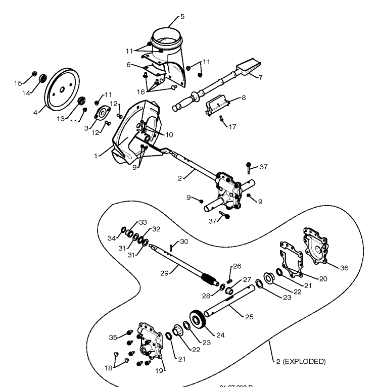 Auger Housing And Impeller Diagram and Parts List for 924SB 2010-08 Husqvarna Snow Blower