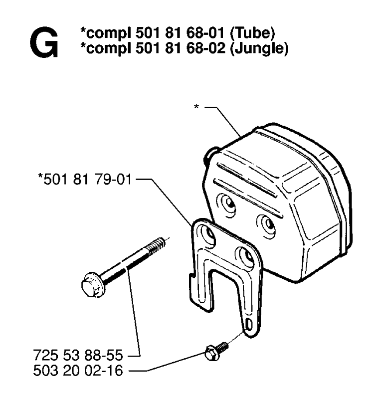 Muffler 3 Diagram and Parts List for 288 19974900001-20000600000 Husqvarna Chainsaw