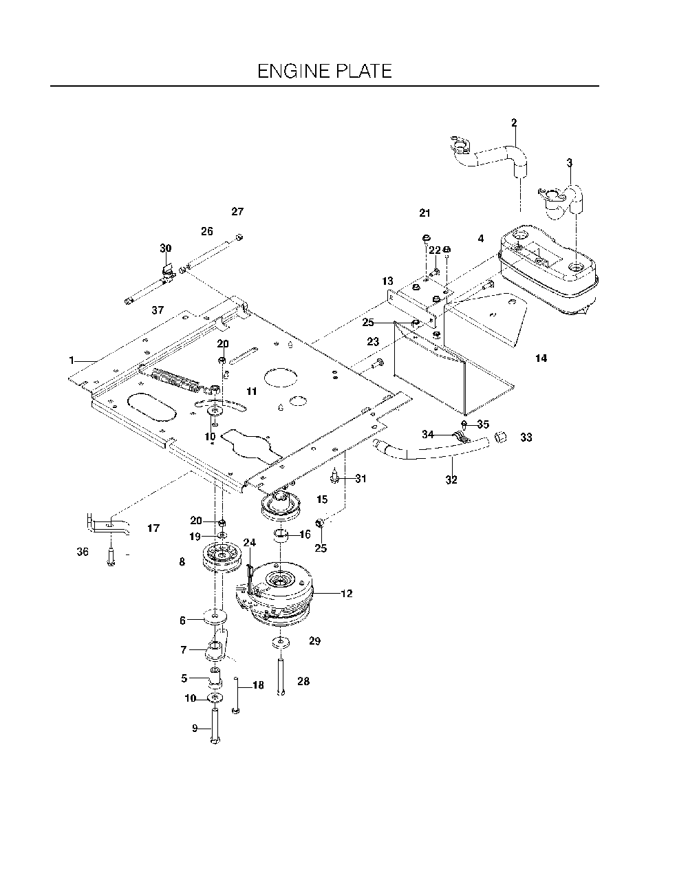 Engine Plate Diagram and Parts List for EZ4824965880401 2009-09 Husqvarna Lawn Tractor