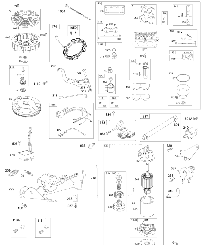 Briggs Engine Image 3 Diagram and Parts List for YTH2348 (917289571)(2010-04) Husqvarna Lawn Mower