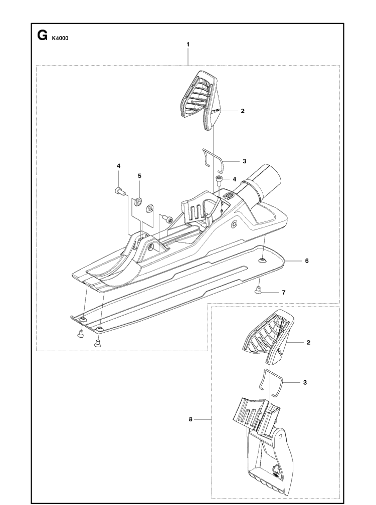Vac Unit Diagram and Parts List for K4000 2018-03 Husqvarna Lawn Tractor Accessories