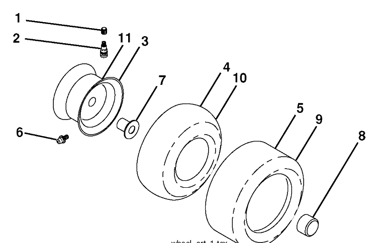 Wheels And Tires Diagram and Parts List for YTH2042 (96043010600)(2009-12) Husqvarna Lawn Mower