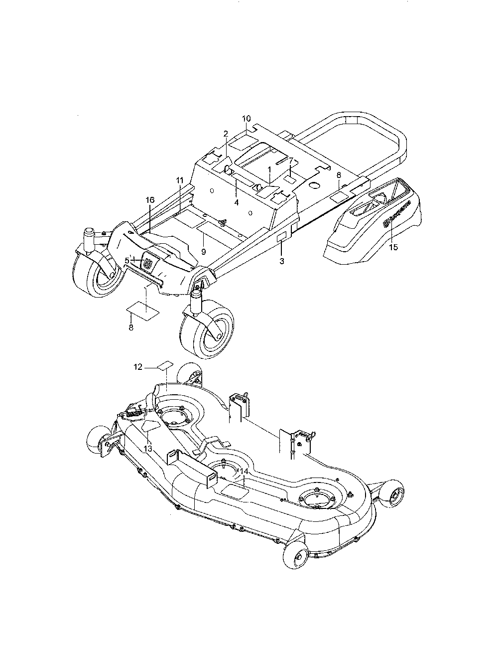 Decals Diagram and Parts List for 967638501-00  Husqvarna Lawn Mower