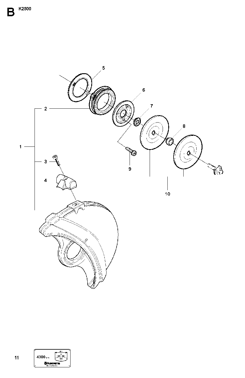 Wheels And Tires Diagram and Parts List for K2500 2009-02 Husqvarna Circular Saw