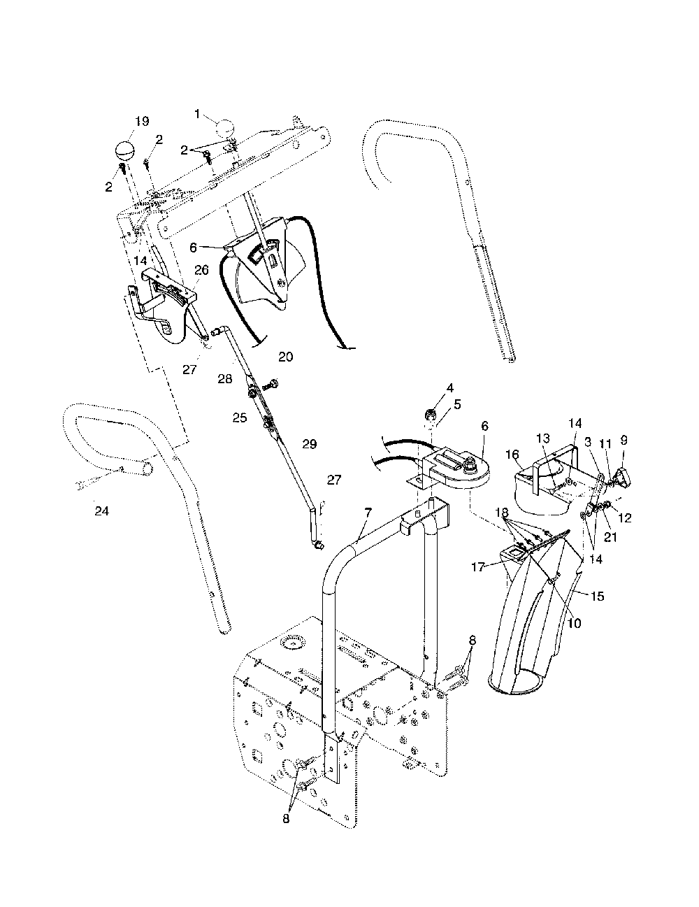 Control panel/discharge chute Diagram and Parts List for HL524STA  Husqvarna Snow Blower