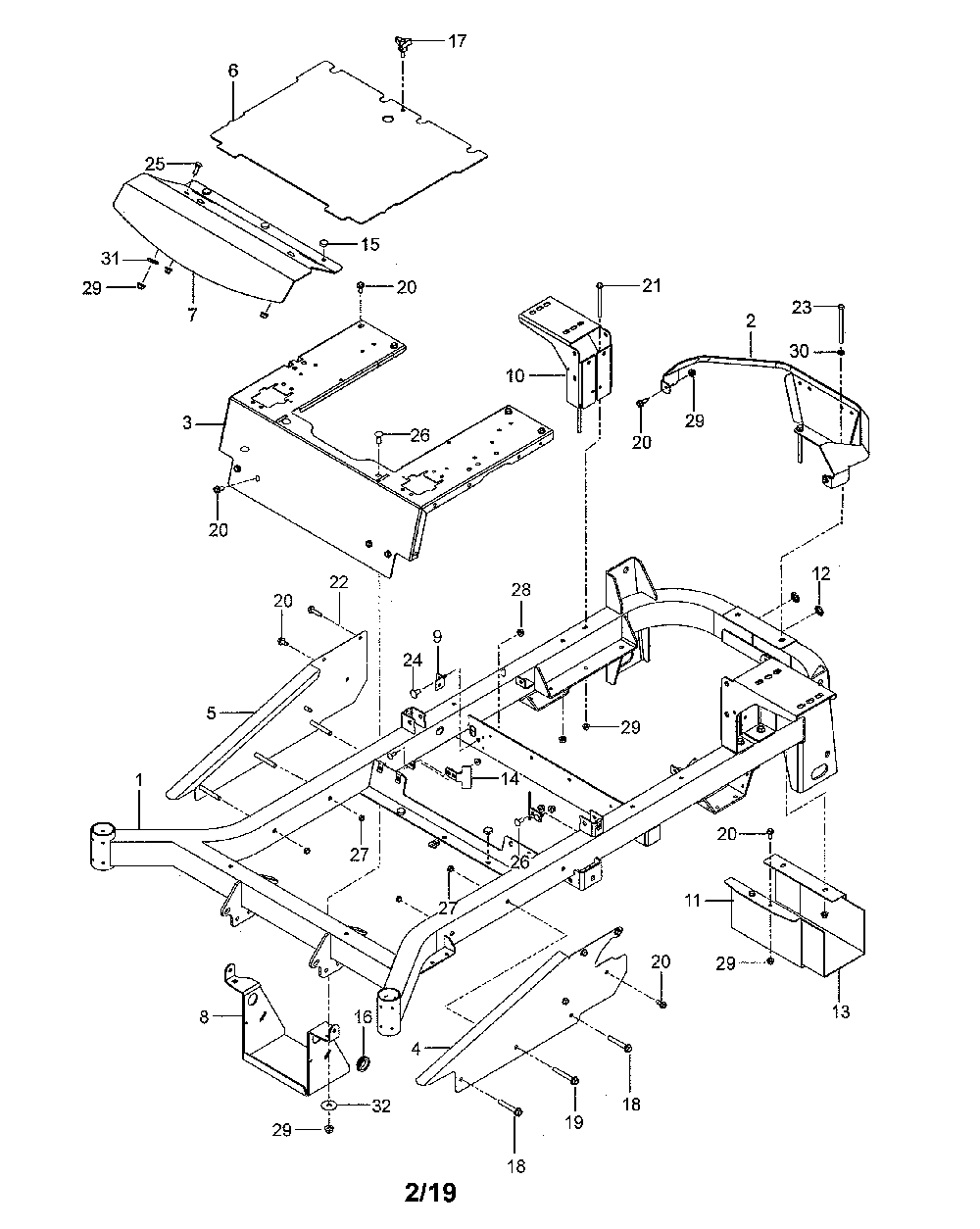 Frame Diagram and Parts List for 967277501-01  Husqvarna Lawn Mower