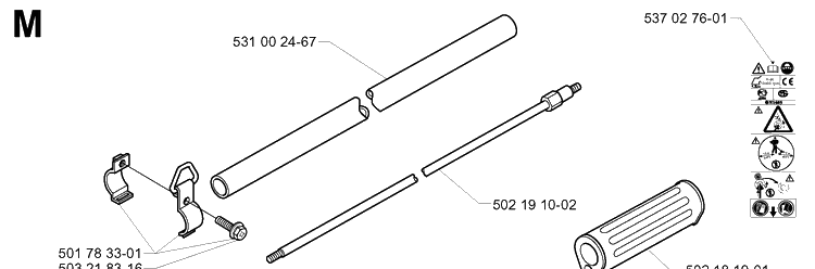 Shaft 2 Diagram and Parts List for 132R 19994000001-20050100000 Husqvarna Brush Cutter