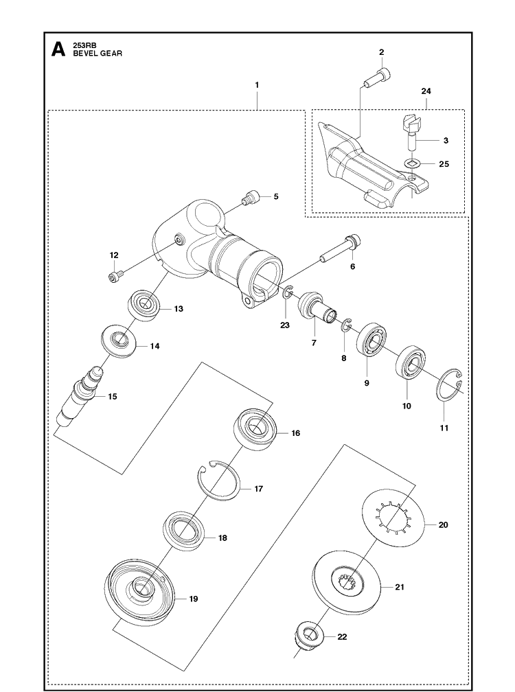 Gear Diagram and Parts List for 253RB 20182200001-Current Husqvarna Brush Cutter