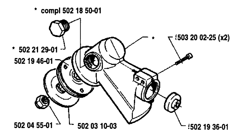 Bevel Gear Assembly Diagram and Parts List for 235R 1992-12 Husqvarna Brush Cutter