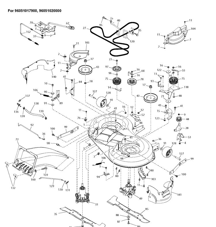 Mower Deck / Cutting Deck Diagram and Parts List for TC138  Husqvarna Lawn Tractor