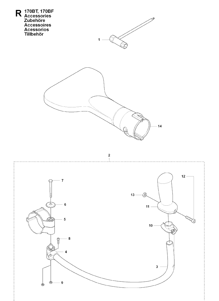 Accessories Diagram and Parts List for 170BT 20084000001-Current Husqvarna Leaf Blower / Vacuum