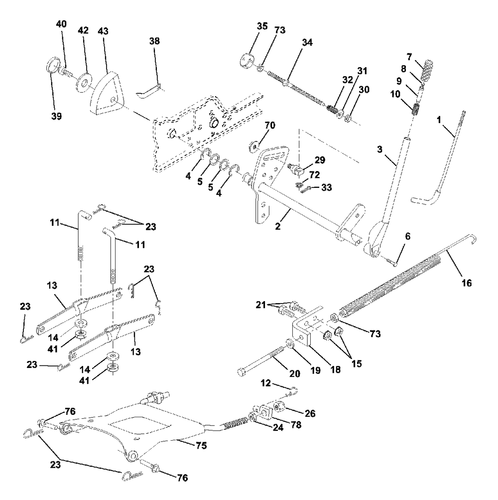 Lift Assembly Diagram and Parts List for GTH2250 (954567093-B)(2001-02) Husqvarna Lawn Tractor