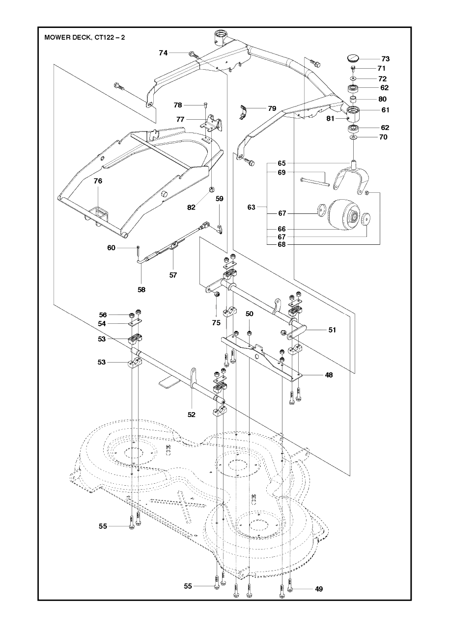 48-Inch/122cm Cutting Deck 2 Diagram and Parts List for C122 (967189001)(2018) Husqvarna Lawn Tractor Accessories