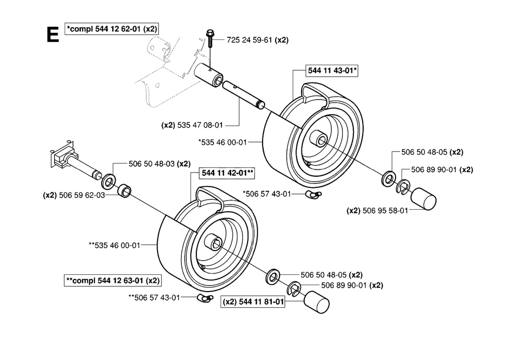 Wheels And Tires Diagram and Parts List for R15C (965070501)(2006-01) Husqvarna Lawn Tractor