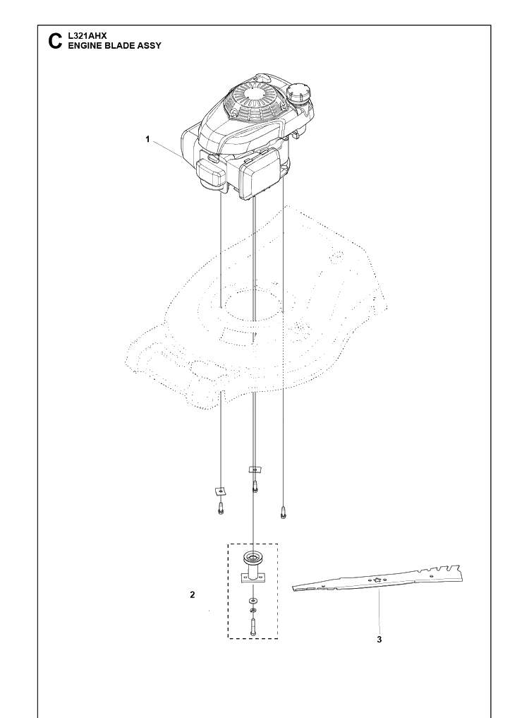 Engine And Cutting Equipment Diagram and Parts List for L321AHX (967993301)(2020-02) Husqvarna Lawn Mower
