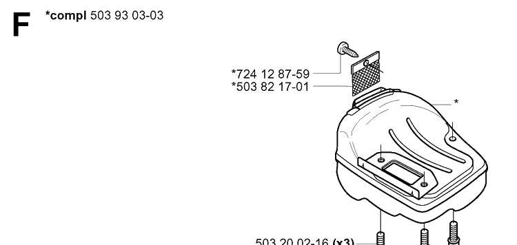 Muffler Diagram and Parts List for 334T 20051000001-20060100000 Husqvarna Chainsaw