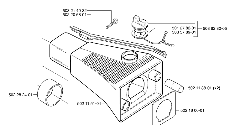 Fuel Tank Diagram and Parts List for 240 2002-08 Husqvarna Brush Cutter