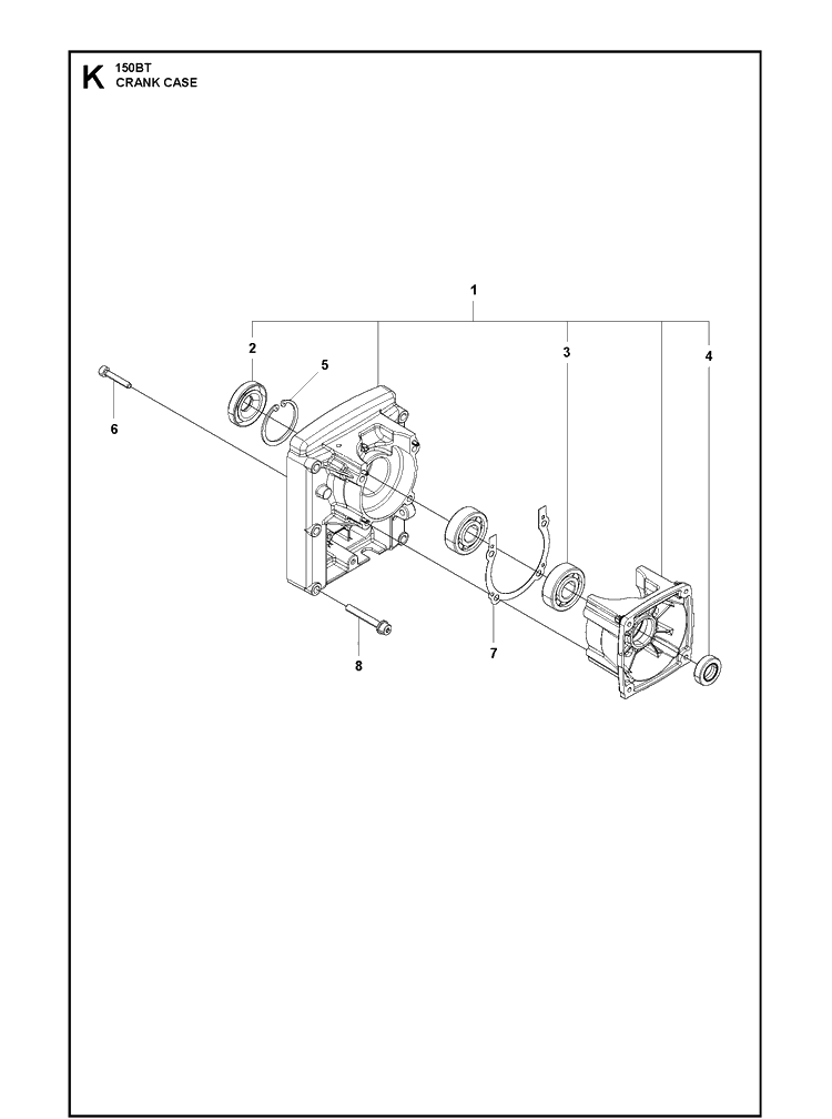 Crankcase Diagram and Parts List for 150BT (965877601)(20180500001-Current) Husqvarna Leaf Blower / Vacuum