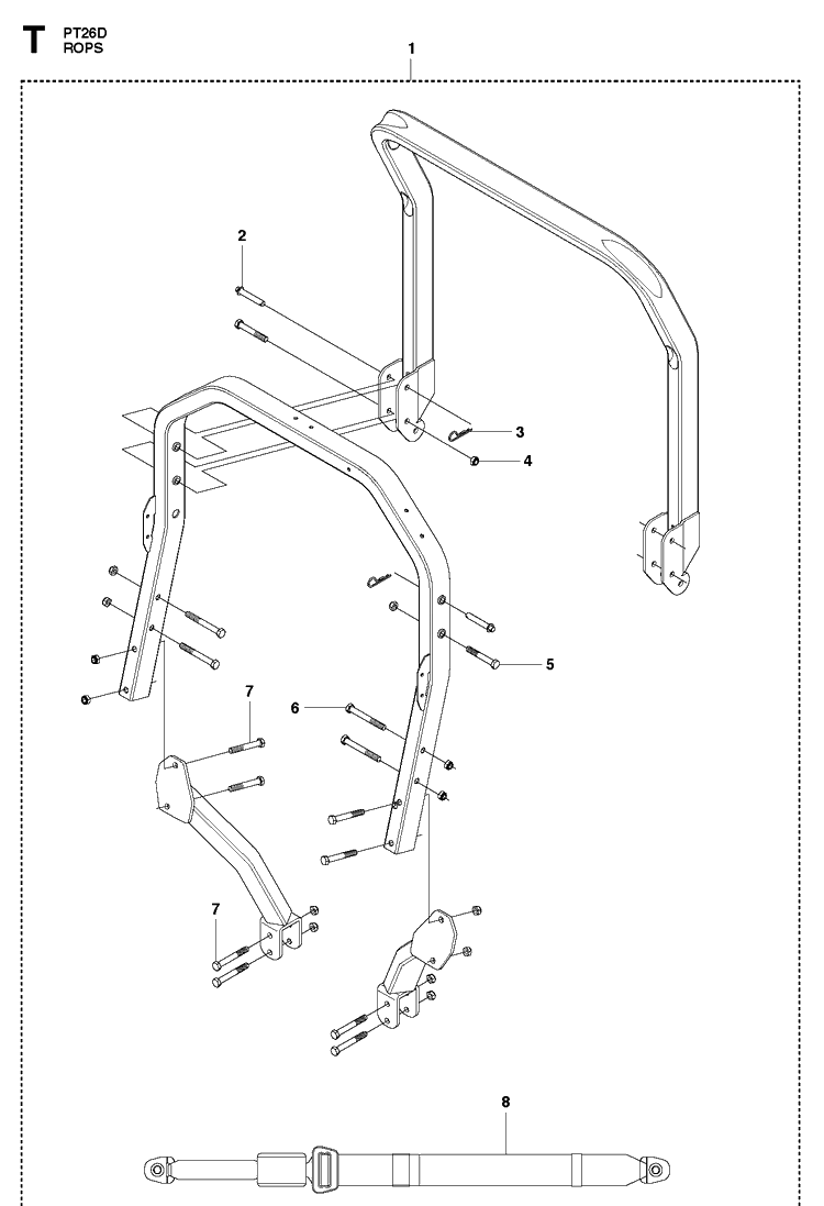 Attachments Diagram and Parts List for PT26D  Husqvarna Lawn Mower