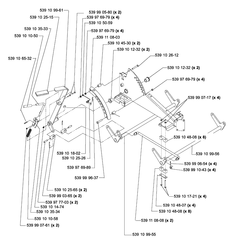 Deck Lift Assembly Diagram and Parts List for IZ5225TXPKOA (968999375)(2005-12) Husqvarna Lawn Mower