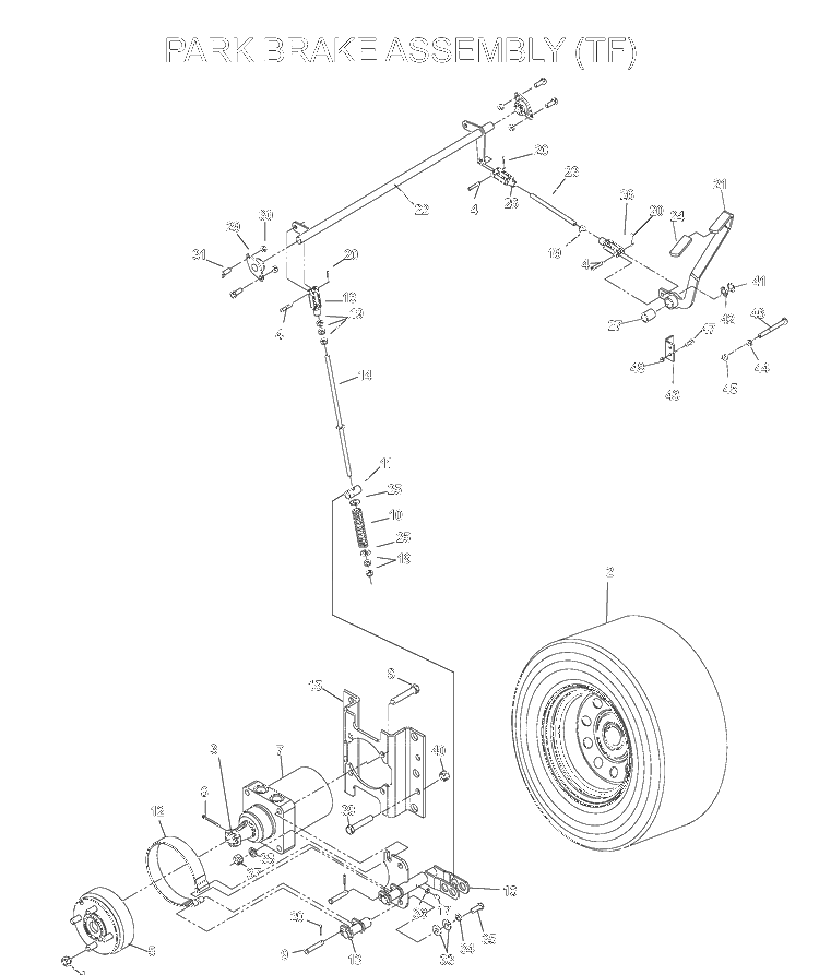 Parking Brake Diagram and Parts List for IZE4821 (033600000 and Up)(2004-01) Husqvarna Lawn Mower