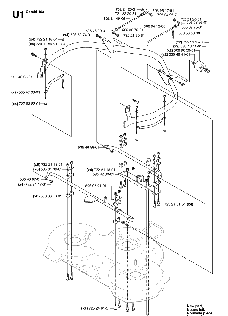 103cm Cutting Deck 3 Diagram and Parts List for PR18AWD (965095001)(2007-03) Husqvarna Lawn Mower