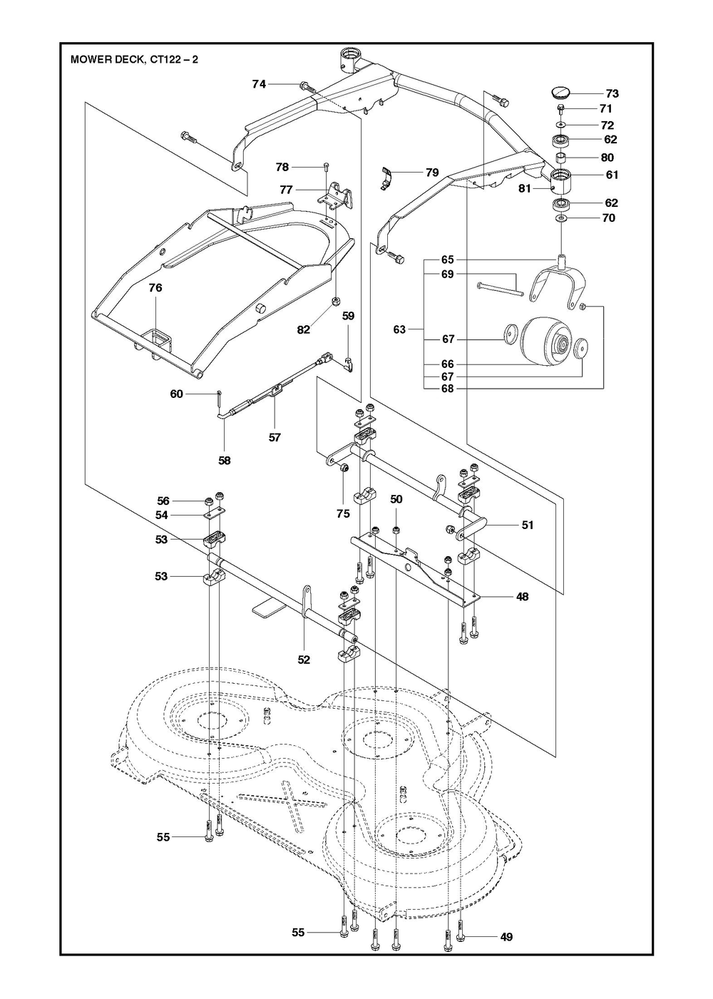 48/122cm Cutting Deck Diagram and Parts List for 122P5242012-2022  Husqvarna Lawn Tractor Accessories