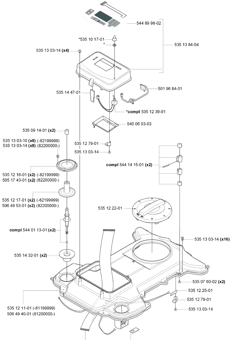 Keypad/Upper Chassis Diagram and Parts List for 230ACX 2008-02 Husqvarna Lawn Mower