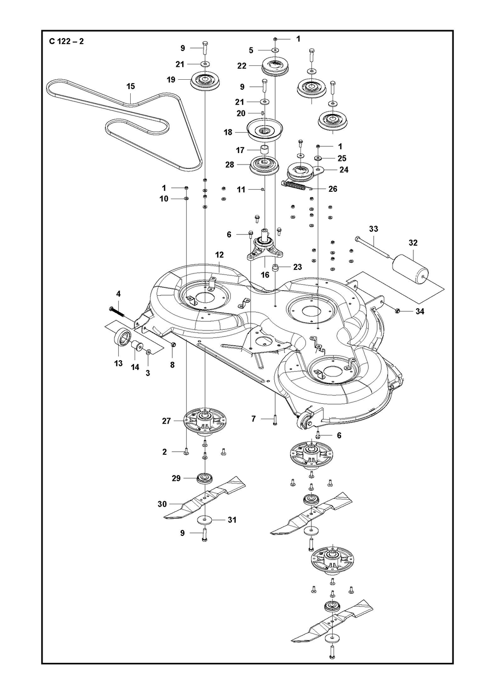 48/122cm Cutting Deck Diagram and Parts List for 122R400GEN2  Husqvarna Lawn Tractor Accessories
