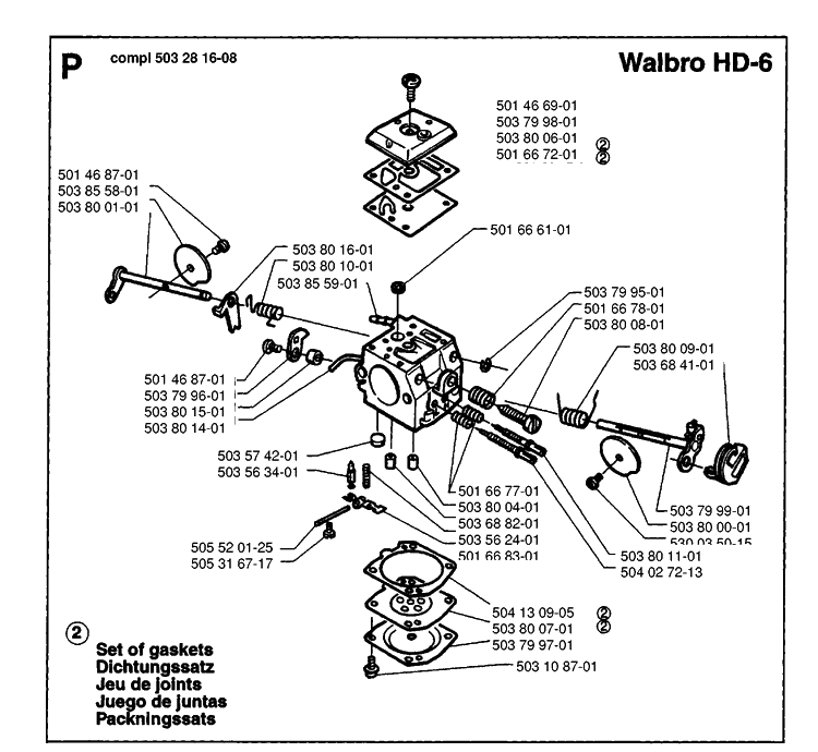 Carburetor Details Diagram and Parts List for 371XP 19954900001-19960900000 Husqvarna Chainsaw