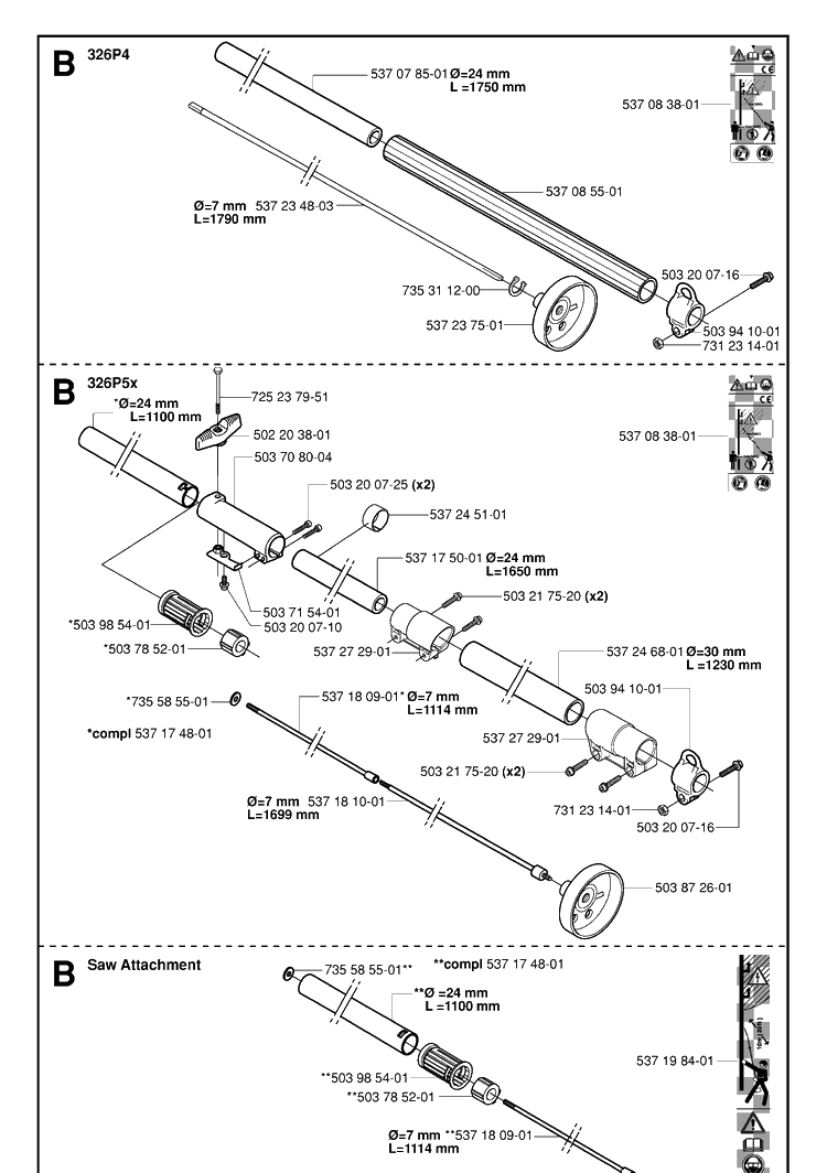 Attachments 13 Diagram and Parts List for 326P 20062800001-20081199999 Husqvarna Pole Saw