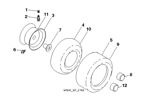 Wheels And Tires Diagram and Parts List for TS354-2022  Husqvarna Lawn Tractor