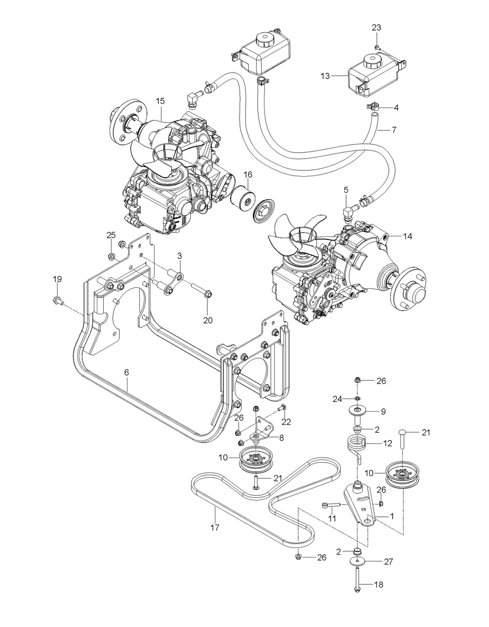 Hydraulic Pump - Motor Diagram and Parts List for Z560LS  Husqvarna Lawn Tractor