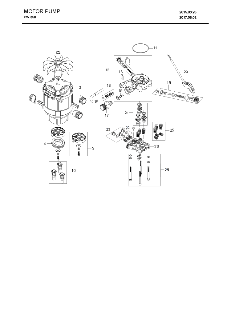 Pump Diagram and Parts List for PW350 (967677701)(2017-10) Husqvarna Pressure Washer