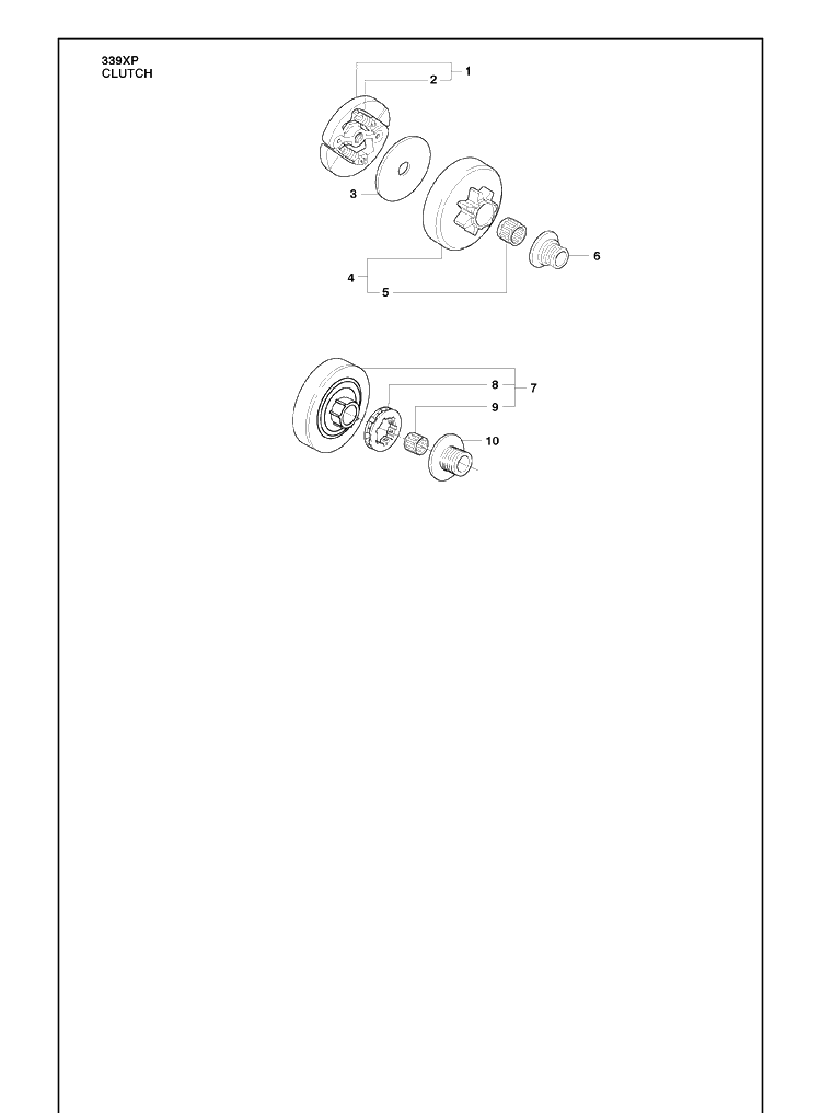 Clutch Diagram and Parts List for 339XP 2010-02 Husqvarna Chainsaw