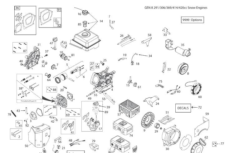 Engine Diagram and Parts List for ST230P  Husqvarna Snow Blower