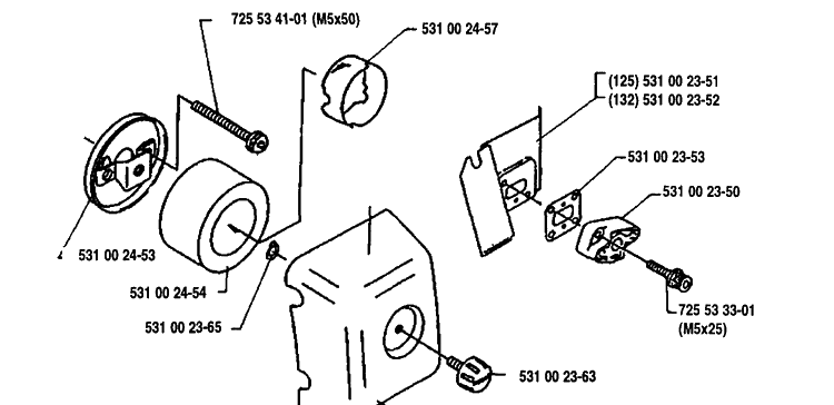 Muffler Diagram and Parts List for 125LD 1991-11 Husqvarna Trimmer