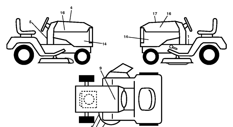 Decals Diagram and Parts List for LGT25K54 (96048001200)(2010-12) Husqvarna Lawn Tractor