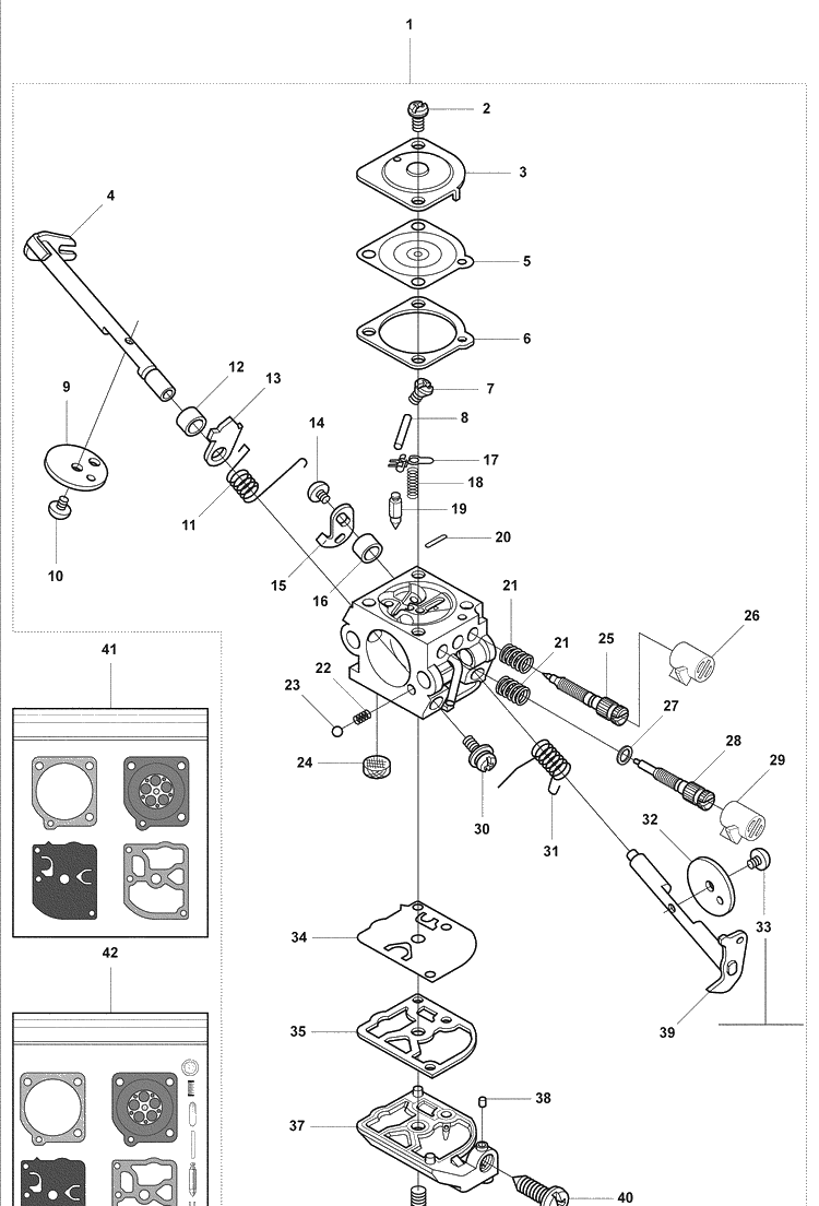 Carb Parts Diagram and Parts List for 327P4 2008-03 Husqvarna Pole Saw