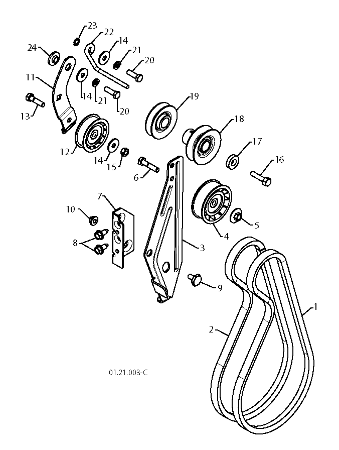 Belt Guard And Pulley Diagram and Parts List for 11527SB96193006400 2010-06 Husqvarna Snow Blower