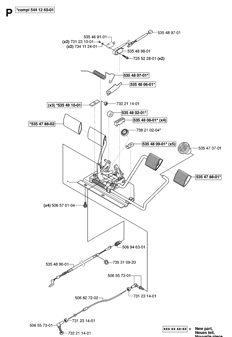 Pedals Diagram and Parts List for RIDER155AWD (965080001)(2006-01) Husqvarna Lawn Mower