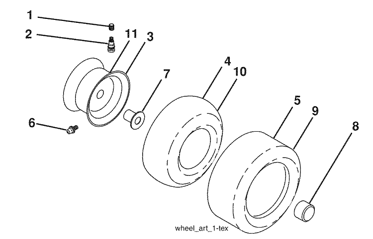 Wheels And Tires Diagram and Parts List for YTH20K46 (9604500040)(2008-07) Husqvarna Lawn Mower