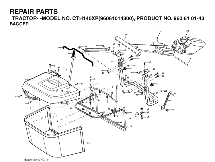 Mower Lift / Deck Lift Diagram and Parts List for CTH140XP (96061014300)(2006-04) Husqvarna Lawn Tractor