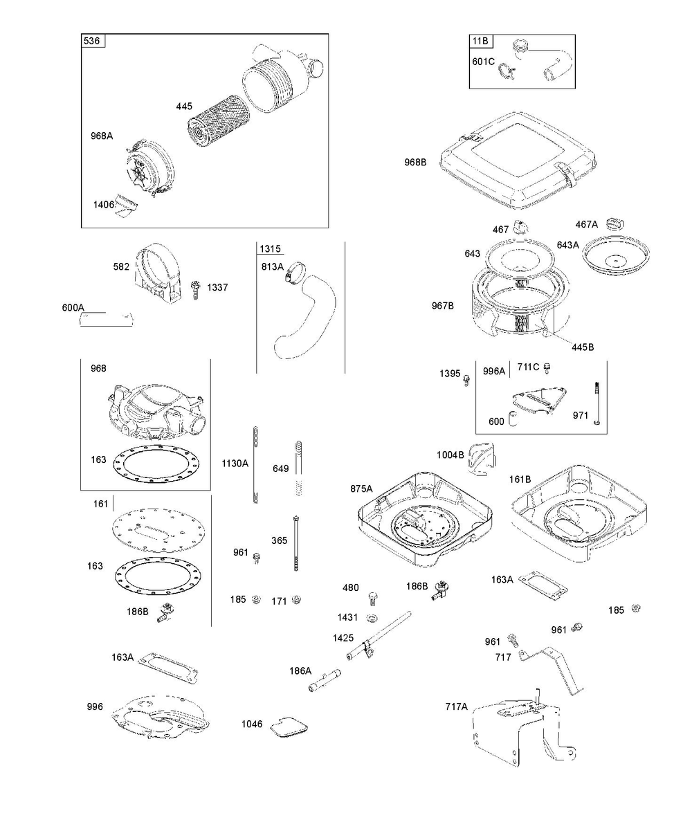 Air Cleaner Systems Diagram and Parts List for 385777-0007-G1  Husqvarna Engine