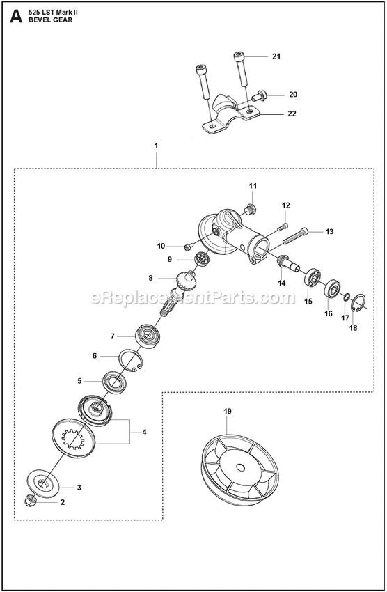Bevel Gear Diagram and Parts List for 525LSTMARKII  Husqvarna Trimmer