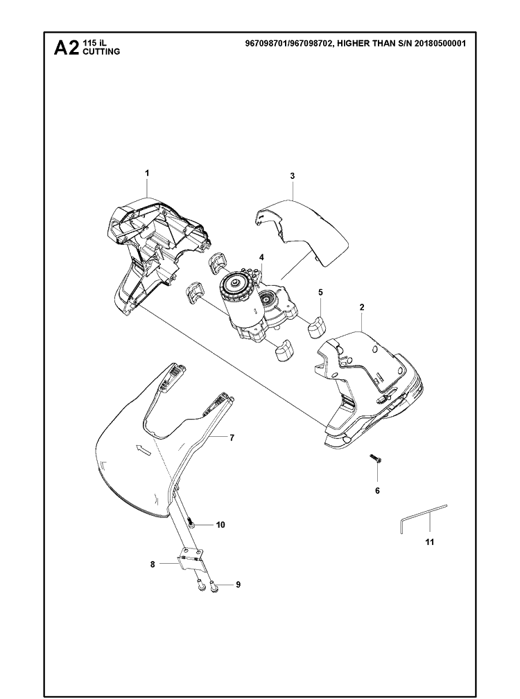 Cutting Equipment Diagram and Parts List for 115IL (967098701)(20180100000-Current) Husqvarna Edger